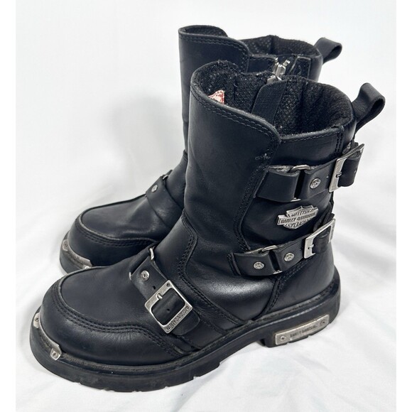 Harley-Davidson Fury Motorcycle Riding Leather Boots Buckle Zipper Size 8.0 - Picture 1 of 15